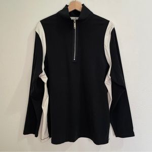 Vintage Tommy Hilfiger Side Stripes 1/4 Zip Mock Neck Shirt - Black & Ivory